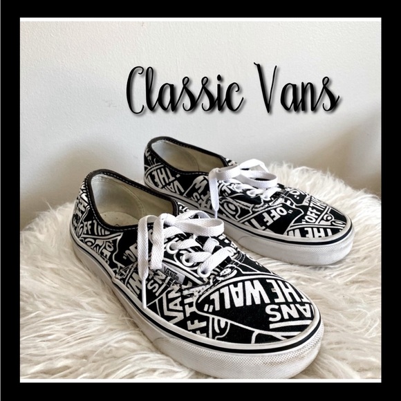 Vans Off The Wall Sneakers, Black White Words Script, Size 7.5 Women’s - Picture 8 of 8